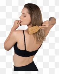 Side View Of A Young Woman Brushing Her Hairview Of A Young Emoji,Brushing Hair Out Of Face Emoji