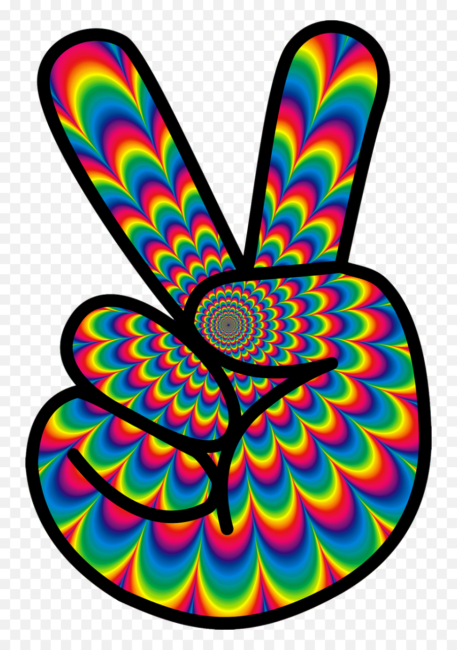 Groovy 70s 80s Trippy Peace Sticker - Hippie Peace Sign Clip Art Emoji,Gnarly Hand Emoji