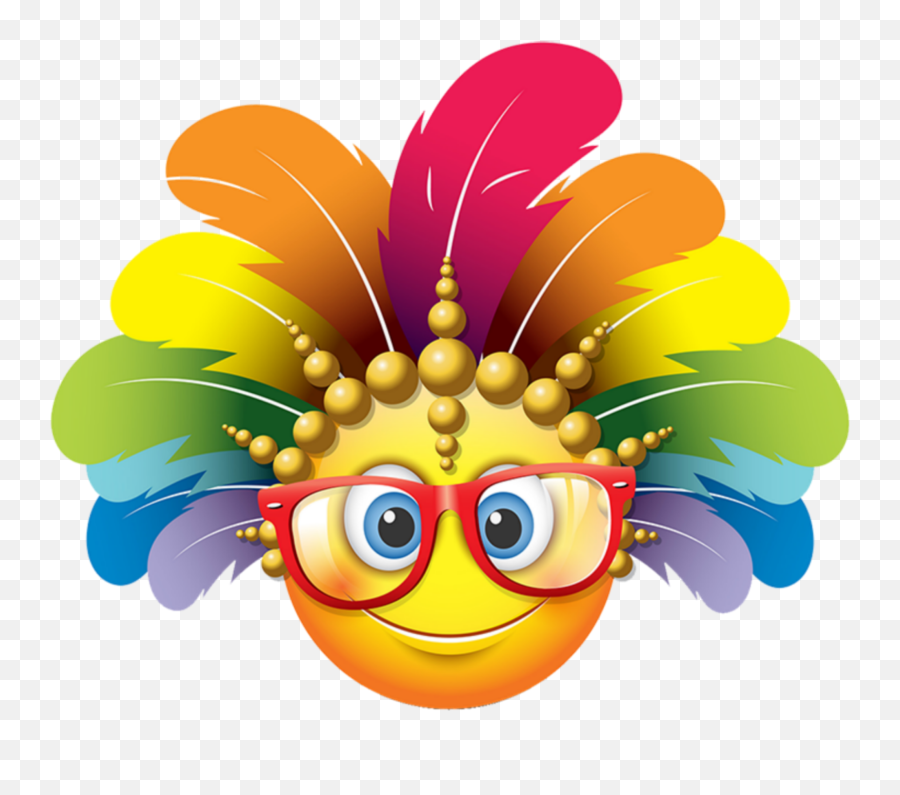 Emoji Carnival Sticker - Emoji With Feathers,Emoji Carnival
