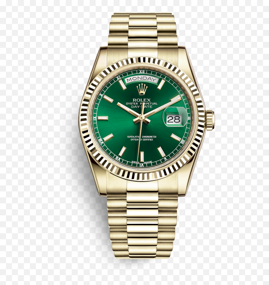 Download Gold Day - Date Watch Rolex Oyster Png Download Free Rolex Day Date Yellow Gold Green Dial Emoji,Oyster Emoticon