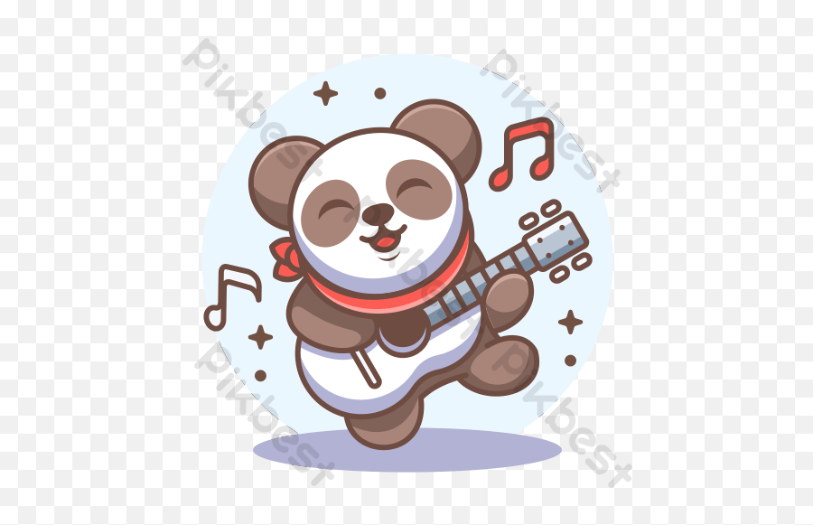 Cute Panda Playing Guitar Cartoon Png Images Ai Free Emoji,Guitar Emoji Emoji