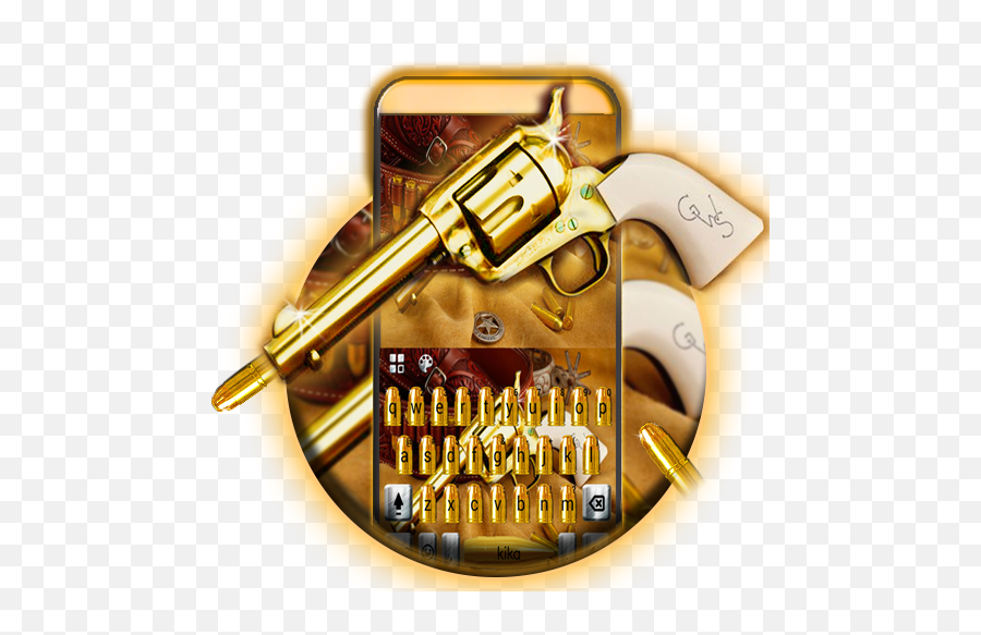 Western Gold Gun Keyboard Theme - Gold Western Guns Emoji,Cowboy Gun Emoji