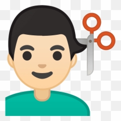 Man Getting Haircut Emoji With Light - Transparent People Emoji Png,Scissors Money Emoji