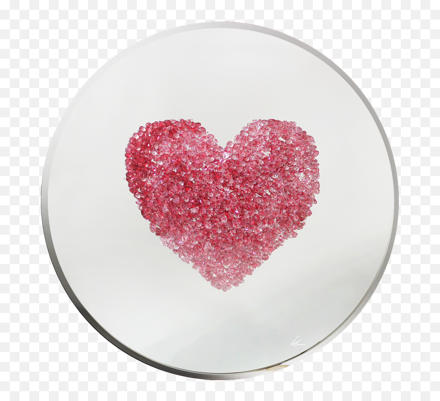 Pink Glitter Heart Liquid Glass Wall Art On A Mirror - Sparkly Emoji,Emotion Mirrors