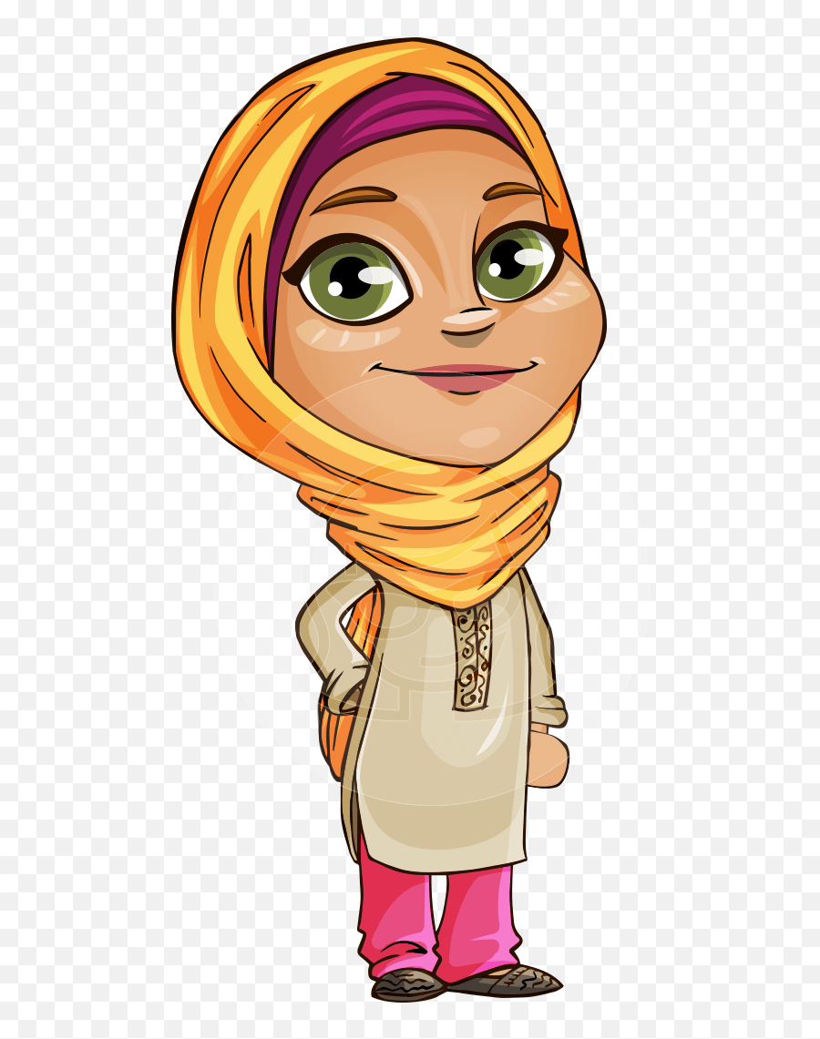 Muslim School Girl Cartoon Vector Character Aka Nasira Graphicmama - Cartoon Muslim Character Emoji,Cartoon Girl Emotions