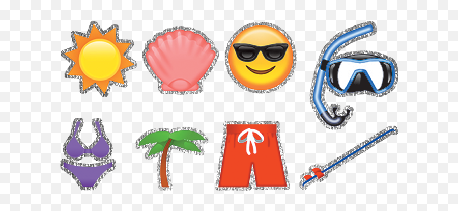 Emoji Beach Glitter Stock Transfer - Happy,Towel Emoji