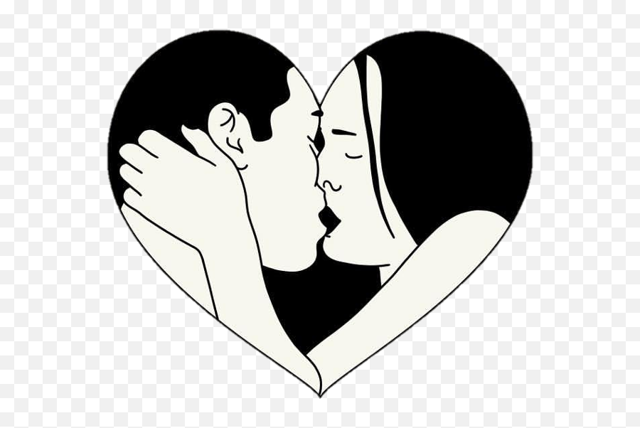 Love Kiss Heart Tumblr - Love Transparent Cartoon Jingfm Kiss Clipart Black And White Emoji,Kissing Emoji Black And White